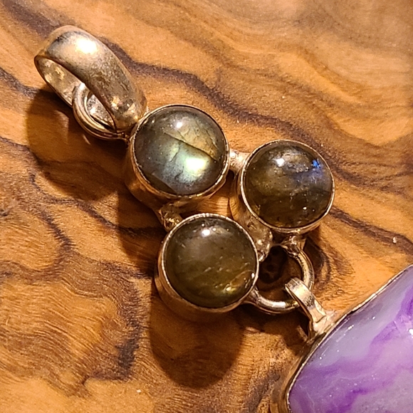 Gemstone silver pendant agate and labradorite - Picture 8 of 10